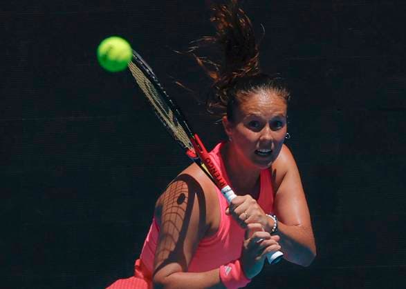 (250118) -- MELBOURNE, Jan. 18, 2025 -- Daria Kasatkina hits a return during the women s singles third round match between Daria Kasatkina of Russia and Yulia Putintseva of Kazakhstan at Australian Open tennis tournament in Melbourne, Australia, Jan. 18, 2025. (Photo by Xinhua) (SP)AUSTRALIA-MELBOURNE-TENNIS-AUSTRALIAN OPEN-DAY 7 ChuxChen 