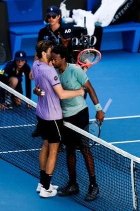 January 18, 2025: MELBOURNE, AUSTRALIA - JANUARY 18: Gael Monfils of France celebrates beating Taylor Fritz of USA on day seven of the 2025 Australian Open at Melbourne Park on January 18, 2025 in Melbourne, Australia. - ZUMAp121 20250118_zsp_p121_065 Copyright: xChrisxPutnamx