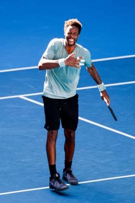 January 18, 2025: MELBOURNE, AUSTRALIA - JANUARY 18: Gael Monfils of France celebrates beating Taylor Fritz of USA on day seven of the 2025 Australian Open at Melbourne Park on January 18, 2025 in Melbourne, Australia. - ZUMAp121 20250118_zsp_p121_067 Copyright: xChrisxPutnamx