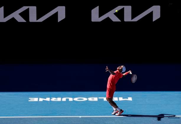 (250118) -- MELBOURNE, Jan. 18, 2025 -- Francisco Cerundolo serves during the men s singles 3rd round match between Alex de Minaur of Australia and Francisco Cerundolo of Argentina at Australian Open tennis tournament in Melbourne, Australia, Jan. 18, 2025. ) (SP)AUSTRALIA-MELBOURNE-TENNIS-AUSTRALIAN OPEN-DAY 7 MaxPing 
