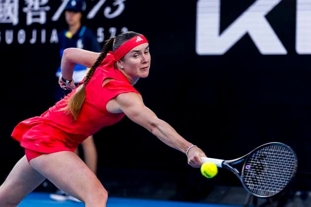 MELBOURNE, VIC - JANUARY 18: Elina Svitolina of Ukraine in action during Round 3 of the 2025 Australian Open on January 18 2025, at Melbourne Park in Melbourne, Australia. (Photo by Jason Heidrich Icon Sportswire) TENNIS: JAN 18 Australian Open EDITORIAL USE ONLY Icon250118164