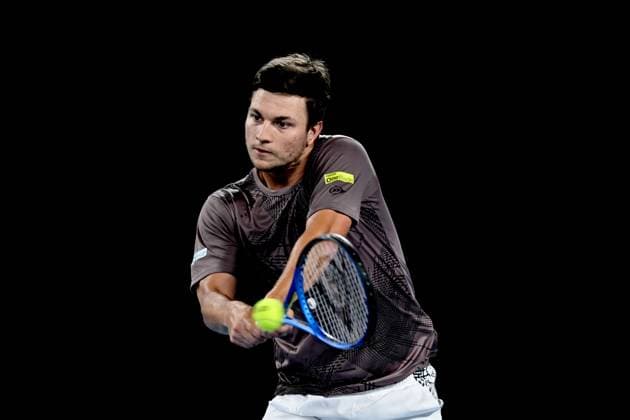 TENNIS AUSTRALIAN OPEN, Miomir Kecmanovic of Serbia during his round three match against Holger Rune of Denmark during the 2025 Australian Open at Melbourne Park in Melbourne, Saturday, January 18, 2025. ( NO ARCHIVING, EDITORIAL USE ONLY, NO USE IN BOOKS WITHOUT CONSENT MELBOURNE VICTORIA AUSTRALIA  Copyright: xJAMESxROSSx 20250118153814454500