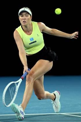 TENNIS AUSTRALIAN OPEN, Danielle Collins of USA returns during her round three match against Madison Keys of USA during the 2025 Australian Open at Melbourne Park in Melbourne, Saturday, January 18, 2025. ( NO ARCHIVING, EDITORIAL USE ONLY, NO USE IN BOOKS WITHOUT CONSENT MELBOURNE VICTORIA AUSTRALIA  Copyright: xJOELxCARRETTx 20250118161112535756