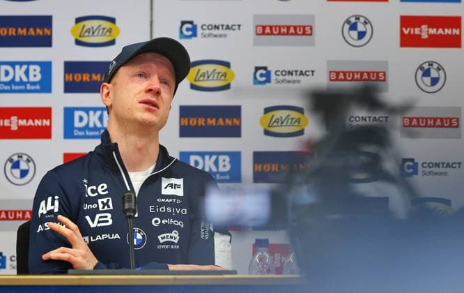 Sport Themen der Woche KW03 Sport Bilder des Tages BIATHLON - IBU WC Ruhpolding RUHPOLDING,GERMANY,18.JAN.25 - BIATHLON - IBU World Cup, Norwegian Biathlon Union, press conference, PK, Pressekonferenz Image shows Johannes Thingnes Boe (NOR).  GEPAxpictures xThomasxBachun