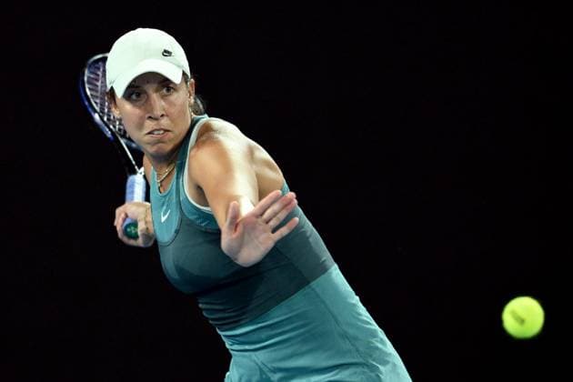 TENNIS AUSTRALIAN OPEN, Madison Keys of USA returns during her round three match against Danielle Collins of USA during the 2025 Australian Open at Melbourne Park in Melbourne, Saturday, January 18, 2025. ( NO ARCHIVING, EDITORIAL USE ONLY, NO USE IN BOOKS WITHOUT CONSENT MELBOURNE VICTORIA AUSTRALIA  Copyright: xJOELxCARRETTx 20250118112289216699