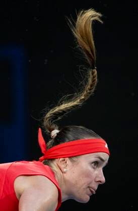 (250118) -- MELBOURNE, Jan. 18, 2025 -- Elina Svitolina of Ukraine serves during the women s singles third round match between Elina Svitolina of Ukraine and Jasmine Paolini of Italy at Australian Open tennis tournament in Melbourne, Australia, Jan. 18, 2025. ) (SP)AUSTRALIA-MELBOURNE-TENNIS-AUSTRALIAN OPEN-DAY 7 LuixSiuxWai 