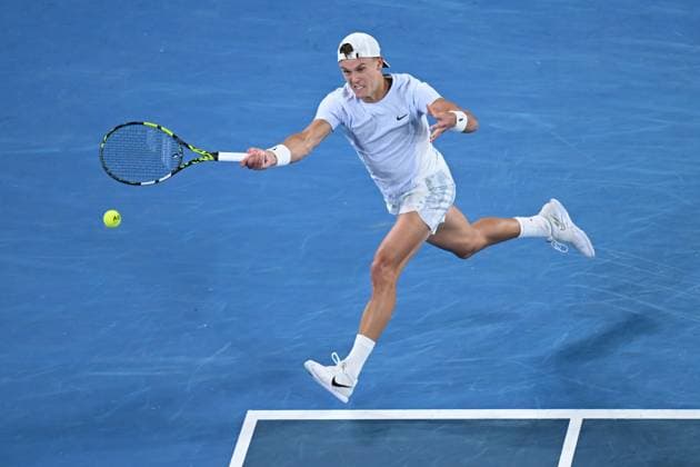 TENNIS AUSTRALIAN OPEN, Holger Rune of Denmark returns during his round three match against Miomir Kecmanovic of Serbia during the 2025 Australian Open at Melbourne Park in Melbourne, Saturday, January 18, 2025. ( NO ARCHIVING, EDITORIAL USE ONLY, NO USE IN BOOKS WITHOUT CONSENT MELBOURNE VICTORIA AUSTRALIA  Copyright: xJAMESxROSSx 20250118129606611111