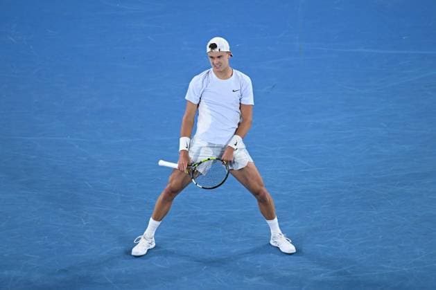 TENNIS AUSTRALIAN OPEN, Holger Rune of Denmark reacts during his round three match against Miomir Kecmanovic of Serbia during the 2025 Australian Open at Melbourne Park in Melbourne, Saturday, January 18, 2025. ( NO ARCHIVING, EDITORIAL USE ONLY, NO USE IN BOOKS WITHOUT CONSENT MELBOURNE VICTORIA AUSTRALIA  Copyright: xJAMESxROSSx 20250118165892636861
