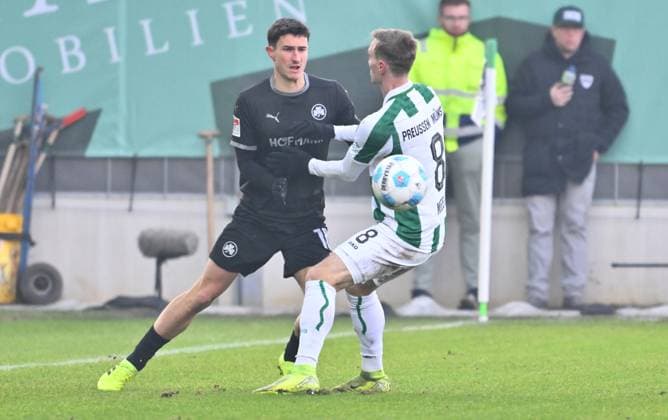18 01 2025 Soccer season 2024 2025 2 Soccer Bundesliga 18 Matchday SC Preußen Preussen Münster SCP SpVgg Greuther Fürth Kleeblatt Sportfoto Zink xwoxzix DFL regulations prohibit any use of photographs as image sequences and or quasi video only for editorial use Marco Meyerhöfer Meyerhoefer 18, SpVgg Greuther Fürth Joshua Mees 8, Preußen Münster