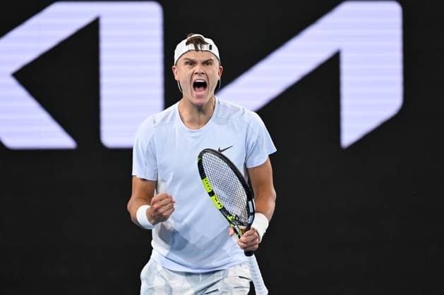 TENNIS AUSTRALIAN OPEN, Holger Rune of Denmark reacts during his round three match against Miomir Kecmanovic of Serbia during the 2025 Australian Open at Melbourne Park in Melbourne, Saturday, January 18, 2025. ( NO ARCHIVING, EDITORIAL USE ONLY, NO USE IN BOOKS WITHOUT CONSENT MELBOURNE VICTORIA AUSTRALIA  Copyright: xLUKASxCOCHx 20250119166045665289