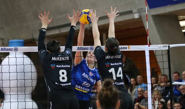 BAU 18 01 2025 Stuttgart Volleyball Allianz MTV Stuttgart vs Ladies in Black Aachen, Jolien Knollema Stuttgart, center