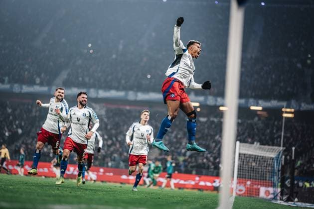 Soccer Men Season 2024 2025 2 Soccer Bundesliga 18 Matchday Hamburger SV vs 1 FC Köln 18 01 2025 Goal celebration Ransford Königsdörffer 11, HSV Hamburg Volksparkstadion Hamburg Germany