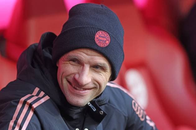 25 Thomas Müller FCB Portraet, Portrait, Bank, Football 1 BL FC Bayern München VfL Wolfsburg 18 01 2025 Allianz Arena PHOTO Mladen Lackovic LakoPress