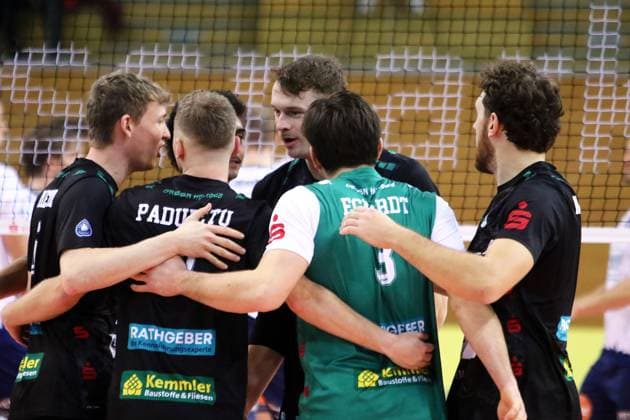 Haching delighted to win a point, He Volleyball Bundesliga 2024 25, TSV Haching Muenchen vs SVG Lueneburg, Geothermie Arena, Unterhaching, 18 01 25 Copyright: WolfgangxFehrmann