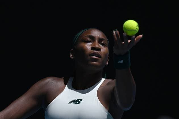 TENNIS AUSTRALIAN OPEN, Coco Gauff of the USA during her round four match against Belinda Bencic of Switzerland during the 2025 Australian Open at Melbourne Park in Melbourne, Sunday, January 19, 2025. ( NO ARCHIVING, EDITORIAL USE ONLY, NO USE IN BOOKS WITHOUT CONSENT MELBOURNE VICTORIA AUSTRALIA  Copyright: xJAMESxROSSx 20250119162675811711