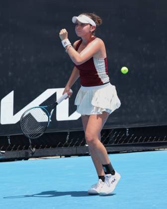 Sonja Zhenikhova GER makes a fist and cheers,Cheers,Joy,Emotion, Girls Singles, Girls Singles, Australian Open 2025, Melbourne Park, Melbourne, Victoria, Australia Copyright: xJuergenxHasenkopfx