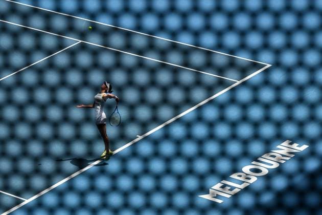 TENNIS AUSTRALIAN OPEN, Olga Danilovic of Croatia serves during her round four match against Paula Badosa of Spain during the 2025 Australian Open at Melbourne Park in Melbourne, Sunday, January 19, 2025. ( NO ARCHIVING, EDITORIAL USE ONLY, NO USE IN BOOKS WITHOUT CONSENT MELBOURNE VICTORIA AUSTRALIA  Copyright: xLUKASxCOCHx 20250119177617520832