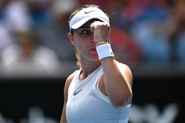 TENNIS AUSTRALIAN OPEN, Paula Badosa of Spain celebrates match point during her round four match against Olga Danilovic of Croatia during the 2025 Australian Open at Melbourne Park in Melbourne, Sunday, January 19, 2025. ( NO ARCHIVING, EDITORIAL USE ONLY, NO USE IN BOOKS WITHOUT CONSENT MELBOURNE VICTORIA AUSTRALIA  Copyright: xLUKASxCOCHx 20250119186195797990