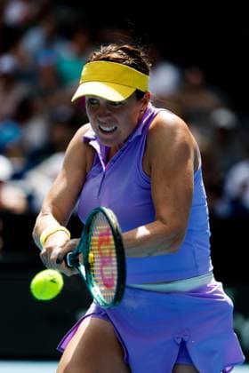 January 19, 2025: MELBOURNE, AUSTRALIA - JANUARY 19: Anastasia Pavlyuchenkova of Russia hits a backhand to Donna Vekic of Croatia on day eight of the 2025 Australian Open at Melbourne Park on January 19, 2025 in Melbourne, Australia. - ZUMAp121 20250119_zsp_p121_051 Copyright: xChrisxPutnamx