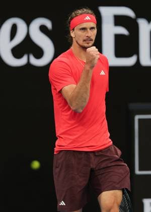 Alexander Zverev makes a fist and cheers, cheers, joy, emotion, Australian Open 2024, Melbourne Park, Melbourne, Victoria, Australia Copyright: xJuergenxHasenkopfx