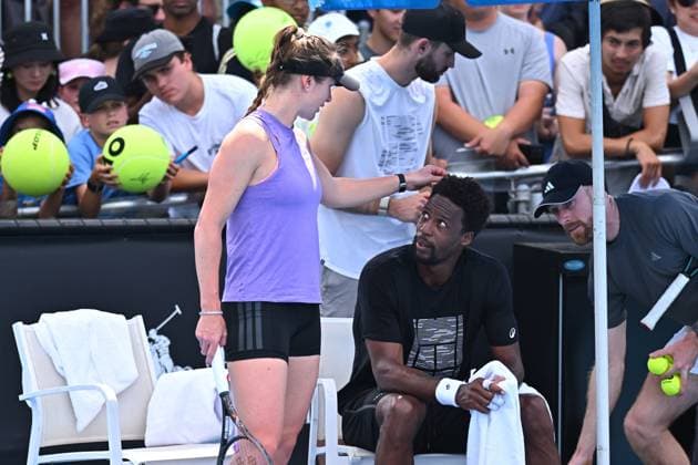 Australian Open - Gael Monfils and wife Elina Svitolina Practice Session Gael Monfils (FRA) with his wife Elina Svitolina (UKR) at practice at the 2025 Australian Open at Melbourne Park in Melbourne, Australia, on January 19, 2025. Photo by Corinne Dubreuil ABACAPRESS.COM Melbourne Australia  Copyright: xDubreuilxCorinne ABACAx