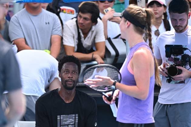 Australian Open - Gael Monfils and wife Elina Svitolina Practice Session Gael Monfils (FRA) with his wife Elina Svitolina (UKR) at practice at the 2025 Australian Open at Melbourne Park in Melbourne, Australia, on January 19, 2025. Photo by Corinne Dubreuil ABACAPRESS.COM Melbourne Australia  Copyright: xDubreuilxCorinne ABACAx