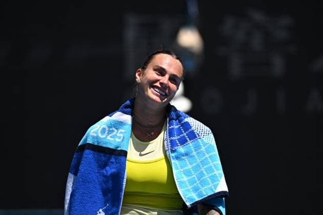 Australian Open - Aryna Sabalenka Wins Fourth Round Aryna Sabalenka (RUS) during her fourth round match at the 2025 Australian Open at Melbourne Park in Melbourne, Australia, on January 19, 2025. Photo by Corinne Dubreuil ABACAPRESS.COM Melbourne Australia  Copyright: xDubreuilxCorinne ABACAx
