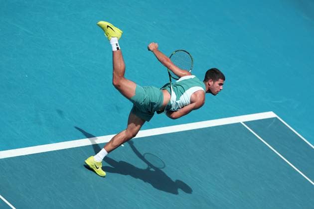 Jour 8 - Open de tennis d Australie à Melbourne CARLOS ALCARAZ (ESP) lors du huitième jour de l Open de tennis d Australie à Melbourne, Australie, le 19 janvier 2025. Nicolas Luttiau Bestimage Day 8 of the Australian Open tennis tournament in Melbourne, Australia, on January 19, 2025. Melbourne Australie  Copyright: x xNicolasxLuttiau Bestimagex xNicolasxLuttiau Bestimagex
