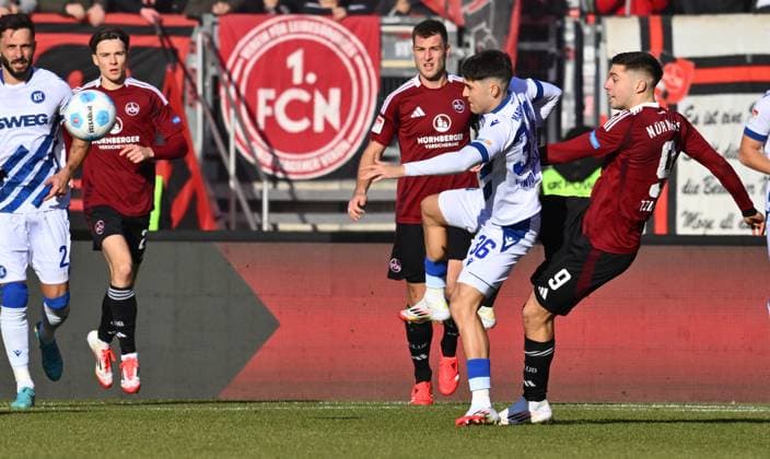 19 01 2025 Soccer season 2024 2025 2 Soccer Bundesliga 18 Matchday 1 FC Nürnberg FCN Club Karlsruher SC KSC Sportfoto Zink xwoxzix DFL regulations prohibit any use of photographs as image sequences and or quasi video only for editorial use Rafael Pinto Pedrosa 36, Karlsruher SC KSC Stefanos Tzimas 9, 1 FC Nürnberg FCN