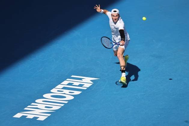 Jack Draper, GBR, during fourth round of 2025 Australian Open in Melbourne, 19 01 2025