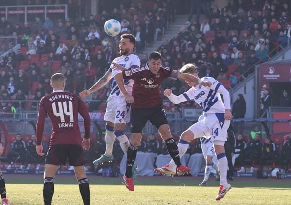 19 01 2025 Soccer Season 2024 2025 2 Soccer Bundesliga 18 Matchday 1 FC Nuremberg FCN Club Karlsruher SC KSC Sportfoto Zink DaMa xdaxmax DFL regulations prohibit any use of photographs as image sequences and or quasi video only for editorial use Goal Goal Shot to 1 1 Goalscorer Fabian Schleusener 24, Karlsruher SC KSC vs Robin Knoche 31, 1 FC Nuremberg FCN
