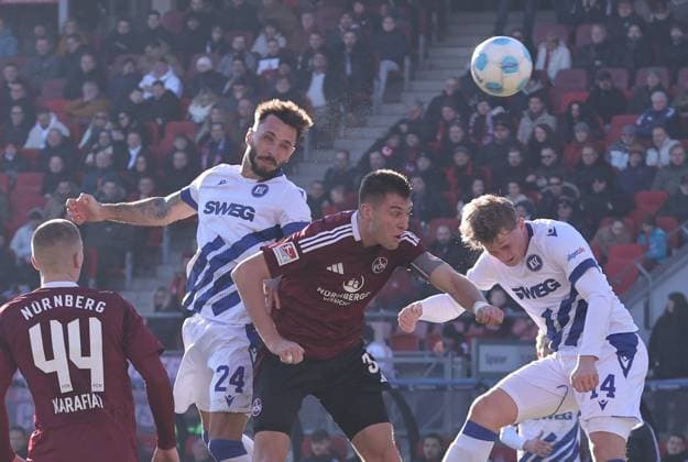 19 01 2025 Soccer Season 2024 2025 2 Soccer Bundesliga 18 Matchday 1 FC Nuremberg FCN Club Karlsruher SC KSC Sportfoto Zink DaMa xdaxmax DFL regulations prohibit any use of photographs as image sequences and or quasi video only for editorial use Goal Goal Shot to 1 1 Goalscorer Fabian Schleusener 24, Karlsruher SC KSC vs Robin Knoche 31, 1 FC Nuremberg FCN