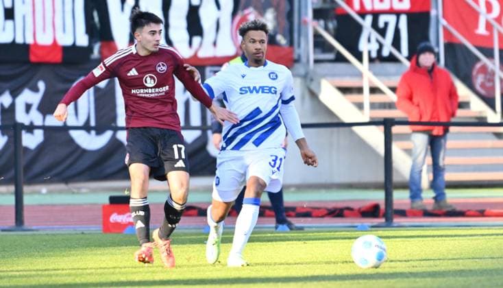 19 01 2025 Soccer season 2024 2025 2 Soccer Bundesliga 18 Matchday 1 FC Nürnberg FCN Club Karlsruher SC KSC Sportfoto Zink xwoxzix DFL regulations prohibit any use of photographs as image sequences and or quasi video only for editorial use Jens Castrop 17, 1 FC Nürnberg FCN Bambase Conte 31, Karlsruher SC KSC