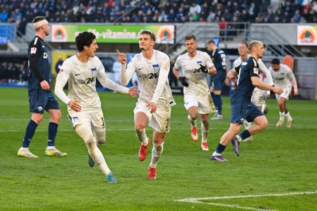Paderborn, Home Deluxe Arena, 19 01 25, GER, Herren, 2 Bundesliga, Saison 2024 2025, SC Paderborn 07 Hertha BSC Berlin Bild Michael CUISANCE Hertha BSC jubilates after his goal to 0 2 Only for editorial use DFL regulations prohibit any use of photographs as image sequences and or quasi video NRW Deutschland