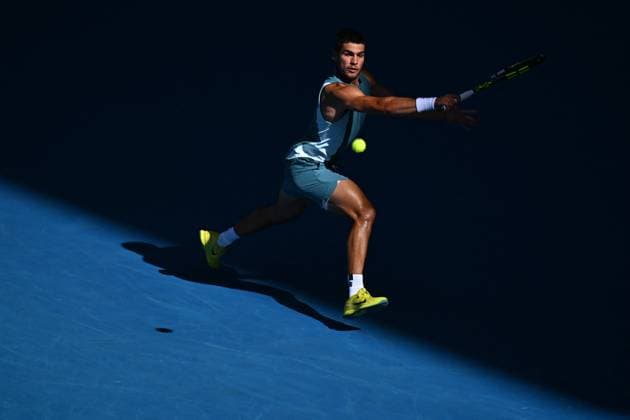 Australian Open - Carlos Alcaraz Wins Fourth Round Carlos Alcaraz (ESP) during his fourth round match at the 2025 Australian Open at Melbourne Park in Melbourne, AUSTRALIA, on January 19, 2025. Photo by Corinne Dubreuil ABACAPRESS.COM MELBOURNE  Copyright: xDubreuilxCorinne ABACAx