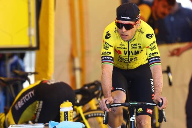Belgian Wout van Aert and pictured before the men s elite race at the cyclocross cycling event in Benidorm, Spain, , stage 12 14 in the UCI World Cup competition. DAVIDxPINTENS  x110722017x