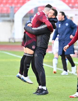 19 01 2025 Soccer season 2024 2025 2 Soccer Bundesliga 18 Matchday 1 FC Nürnberg FCN Club Karlsruher SC KSC Sportfoto Zink xwoxzix DFL regulations prohibit any use of photographs as image sequences and or quasi video only for editorial use Danilo Soares 3, 1 FC Nürnberg FCN Miroslav Miro Klose Trainer 1 FC Nürnberg FCN Jubel Freude nach Spielende