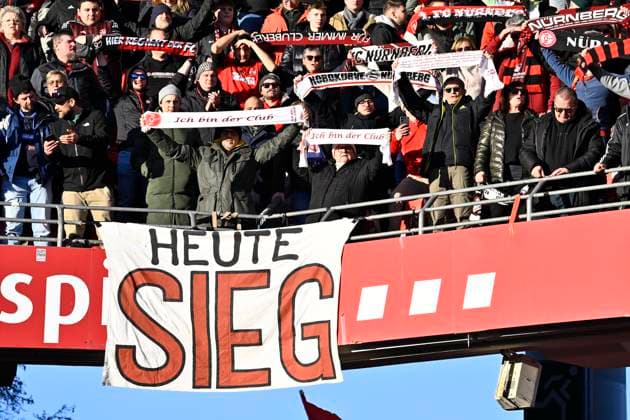 19 01 2025 Soccer season 2024 2025 2 Soccer Bundesliga 18 Matchday 1 FC Nürnberg FCN Club Karlsruher SC KSC Sportfoto Zink xwoxzix DFL regulations prohibit any use of photographs as image sequences and or quasi video only for editorial use Clubfans Fans Fanblock Spruchband Banner HEUTE SIEG