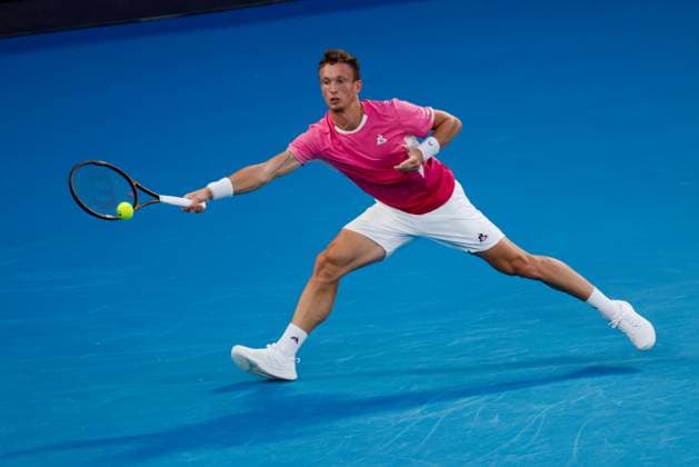 January 19, 2025: MELBOURNE, AUSTRALIA - JANUARY 19: Jiri Lehecka of Czech Republic hits a forehand to Novak Djokovic of Serbia on day eight of the 2025 Australian Open at Melbourne Park on January 19, 2025 in Melbourne, Australia. - ZUMAp121 20250119_zsp_p121_136 Copyright: xChrisxPutnamx
