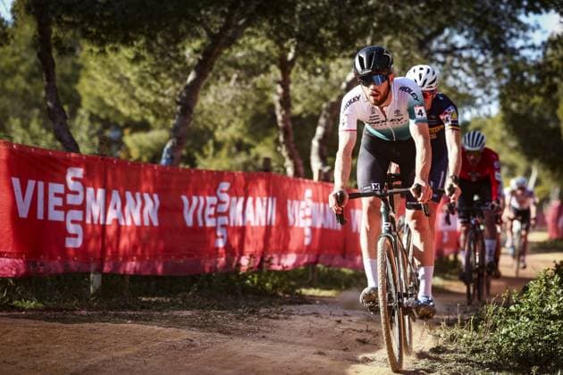 Dutch Joris Nieuwenhuis pictured in action during the men s elite race at the cyclocross cycling event in Benidorm, Spain, Sunday 19 January 2025, stage 12 14 in the UCI World Cup competition. DAVIDxPINTENS  x110726976x