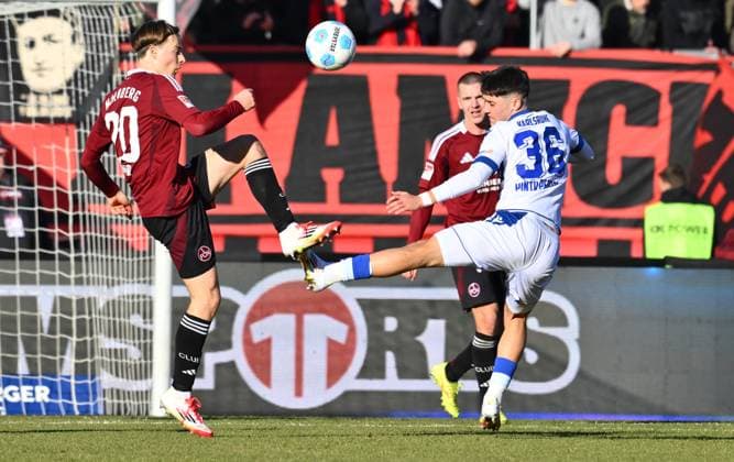 19 01 2025 Soccer season 2024 2025 2 Soccer Bundesliga 18 Matchday 1 FC Nürnberg FCN Club Karlsruher SC KSC Sportfoto Zink xwoxzix DFL regulations prohibit any use of photographs as image sequences and or quasi video only for editorial use Caspar Jander 20, 1 FC Nürnberg FCN Rafael Pinto Pedrosa 36, Karlsruher SC KSC