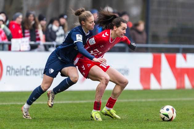 Test match women 1 FC Köln VfL Bochum, 19 01 2025 Amelie Delabre 1 FC Köln, 10 , Franziska Wenzel VfL Bochum, 31 Test match women, 1 FC Köln VfL Bochum, on 19 01 2025, Geißbockheim, Cologne Copyright: xBEAUTIFULxSPORTS Meuselx