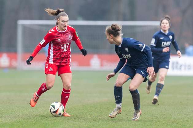 Test match women 1 FC Köln VfL Bochum, 19 01 2025 Alena Bienz 1 FC Köln, 11 , Franziska Wenzel VfL Bochum, 31 Test match women, 1 FC Köln VfL Bochum, on 19 01 2025, Geißbockheim, Cologne Copyright: xBEAUTIFULxSPORTS Meuselx