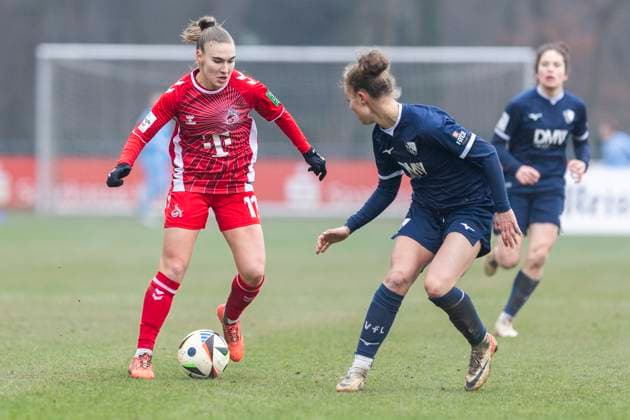 Test match women 1 FC Köln VfL Bochum, 19 01 2025 Alena Bienz 1 FC Köln, 11 , Franziska Wenzel VfL Bochum, 31 Test match women, 1 FC Köln VfL Bochum, on 19 01 2025, Geißbockheim, Cologne Copyright: xBEAUTIFULxSPORTS Meuselx
