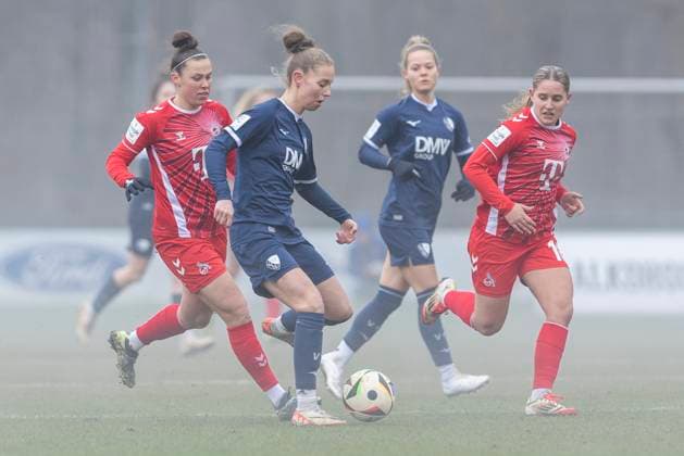 Test match women 1 FC Köln VfL Bochum, 19 01 2025 Franziska Wenzel VfL Bochum, 31 Antonia Haase VfL Bochum, 2 Test match women, 1 FC Köln VfL Bochum, on 19 01 2025, Geißbockheim, Cologne Copyright: xBEAUTIFULxSPORTS Meuselx