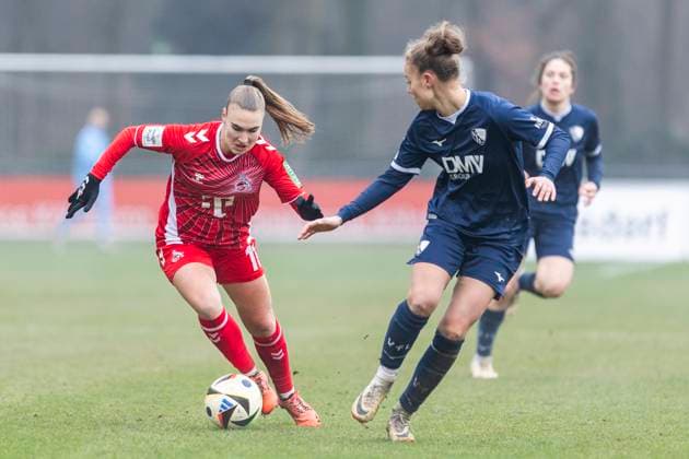 Test match women 1 FC Köln VfL Bochum, 19 01 2025 Alena Bienz 1 FC Köln, 11 , Franziska Wenzel VfL Bochum, 31 Test match women, 1 FC Köln VfL Bochum, on 19 01 2025, Geißbockheim, Cologne Copyright: xBEAUTIFULxSPORTS Meuselx