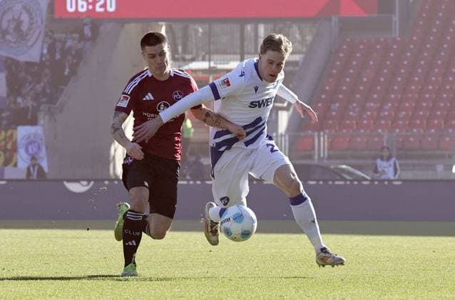 19 01 2025 Soccer season 2024 2025 2 Soccer Bundesliga 18 Matchday 1 FC Nürnberg FCN Club Karlsruher SC KSC Sportfoto Zink DaMa xdaxmax DFL regulations prohibit any use of photographs as image sequences and or quasi video only for editorial use Oliver Villadsen 2, 1 FC Nürnberg FCN David Herold 20, Karlsruher SC KSC