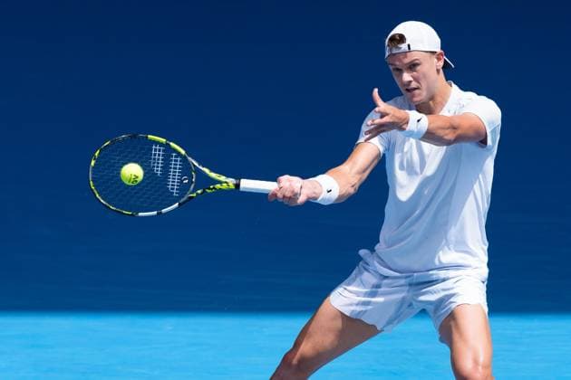 Tennis 2025: Australian Open Day 9 January 20, 2025: 13th seed HOLGER RUNE of Denmark in action against 1st seed JANNIK SINNER of Italy on Rod Laver Arena in a Men s Singles 4th round match on day 9 of the 2025 Australian Open in Melbourne, Australia. Sydney Low Cal Media(Credit Image: Â Sydney Low Cal Sport Media) Melbourne Victoria Australia EDITORIAL USE ONLY Copyright: xx ZUMA-20250120_faf_c04_014.jpg SydneyxLowx csmphotothree347041