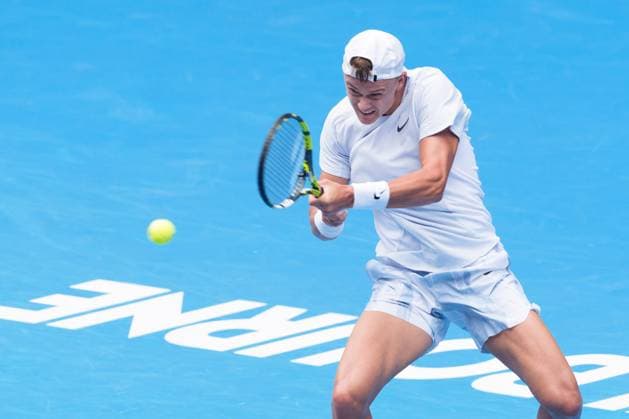 Tennis 2025: Australian Open Day 9 January 20, 2025: 13th seed HOLGER RUNE of Denmark in action against 1st seed JANNIK SINNER of Italy on Rod Laver Arena in a Men s Singles 4th round match on day 9 of the 2025 Australian Open in Melbourne, Australia. Sydney Low Cal Media(Credit Image: Â Sydney Low Cal Sport Media) Melbourne Victoria Australia EDITORIAL USE ONLY Copyright: xx ZUMA-20250120_faf_c04_009.jpg SydneyxLowx csmphotothree347046