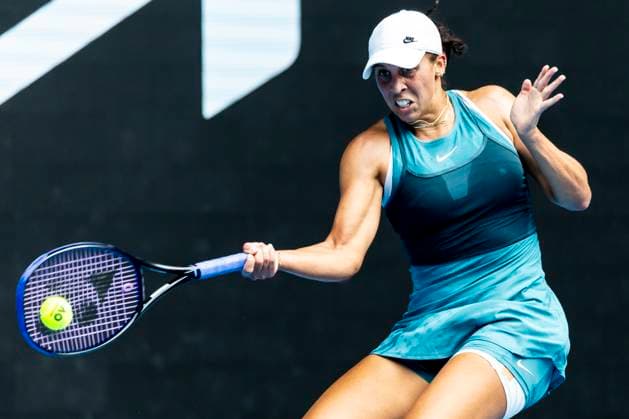 MELBOURNE, VIC - JANUARY 20: Madison Keys of the United States of America in action during Round 4 of the 2025 Australian Open on January 20 2025, at Melbourne Park in Melbourne, Australia. (Photo by Jason Heidrich Icon Sportswire) TENNIS: JAN 20 Australian Open EDITORIAL USE ONLY Icon250120056